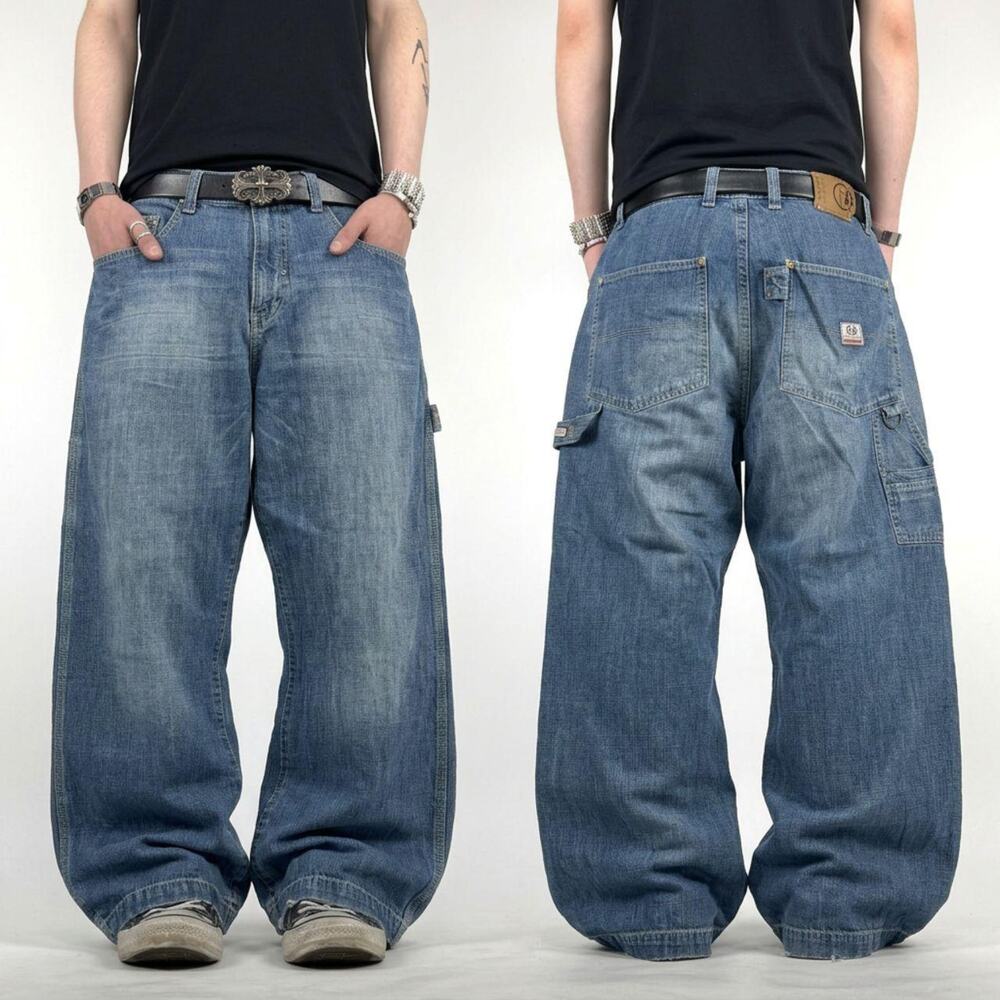 Vintage rare y2k embroidered grunge skater archive baggy skater jeans
